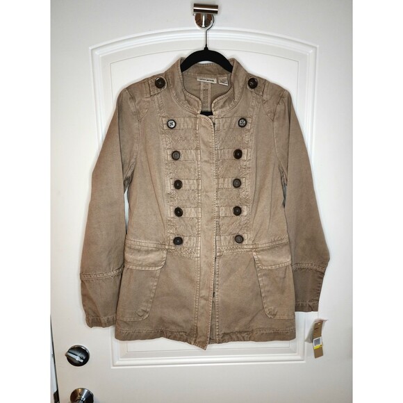 DKNY Jeans Canvas Military Jacket Medium Military Tan Khaki - Picture 1 of 9